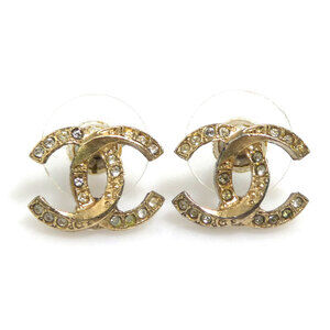 Chanel CHANEL Earrings Metal Rhinestone Gold Women's h32167i